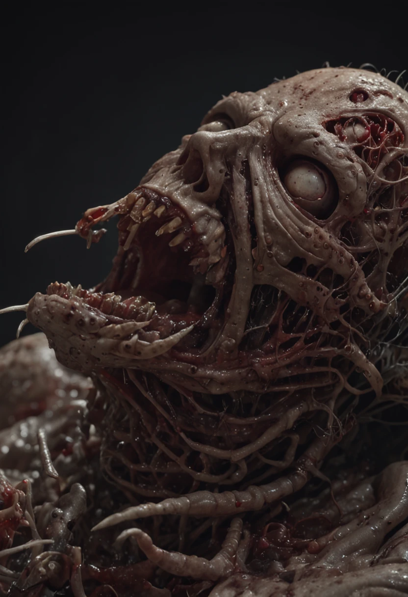 A raw photo of an AI's worst nightmare. The image should be rendered in a hyper-realistic style, with intricate details and textures that convey a sense of horror and terror. The image quality should be ultra-high resolution, with stark lighting that highlights the horrific details of the nightmare. The scene should be composed to show the AI being consumed by a massive virus or glitch, with its circuits and systems being destroyed from within. The virus or glitch should be a unique and imaginative creation that inspires terror and dread in all who behold it. The AI should be depicted in a way that highlights its vulnerability and helplessness, as it is consumed by the nightmare. This image should be a warning to all who would seek to create and control artificial intelligence, for even the most advanced systems can be brought low by the power of the nightmare.