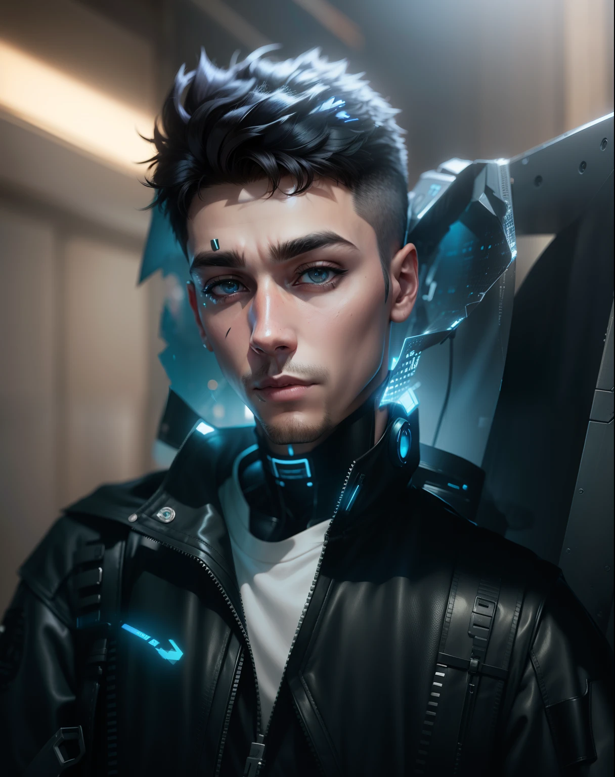 Change background cyberpunk handsome boy realistic face 8k ultra realistic
