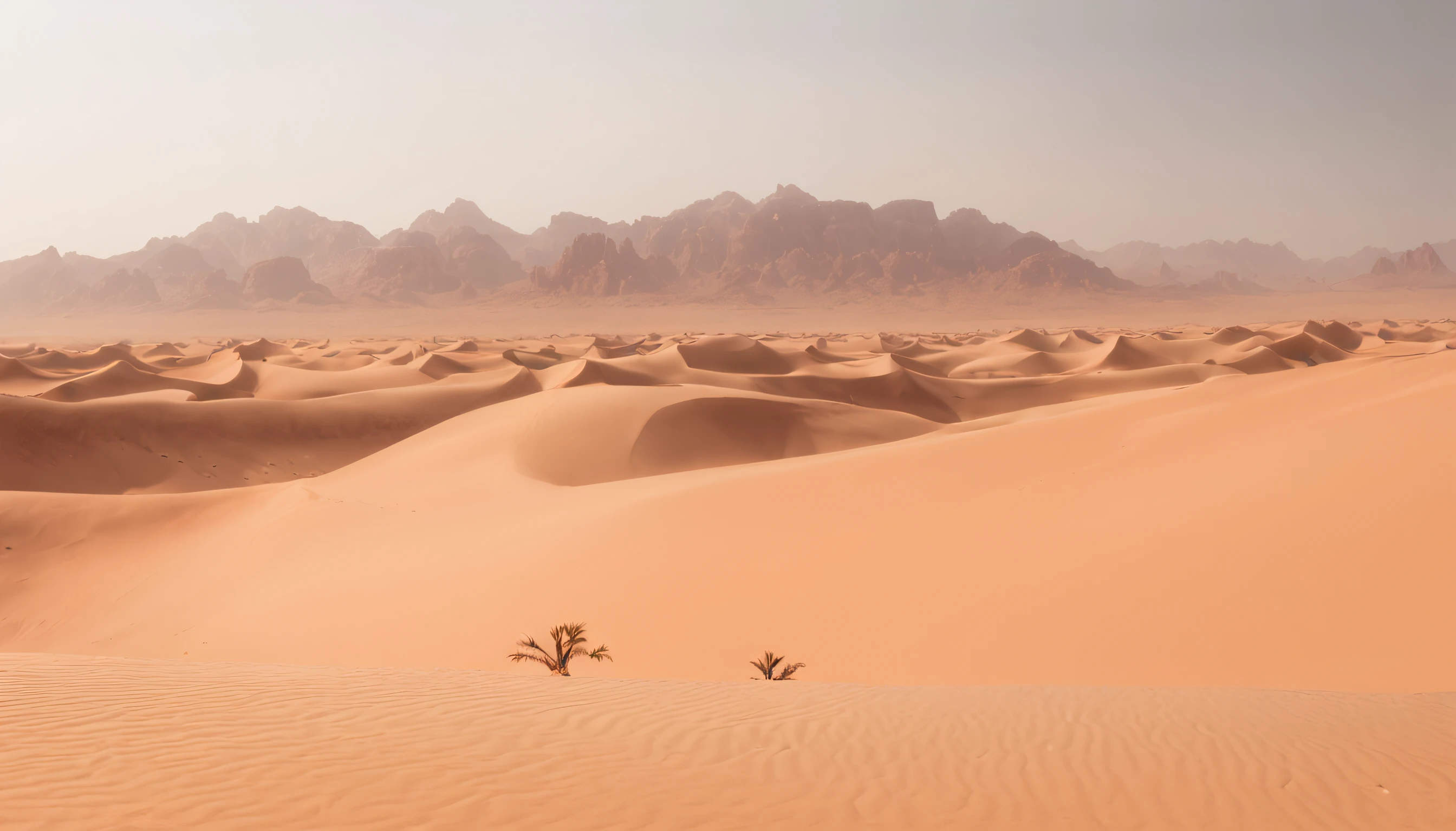 concept-art ((Vast desert)),oasis in the desert.Desert cactus ,sprawling，Empty，（Sand），（NOhumans），desolated，blurryforeground，depth of fields，k hd，Detailed details，Best picture quality，Light and shadow effects，Movie special effects， Digital artwork, illustrated, painting of a, Matte painting, Highly detailed，A mirage in the distance