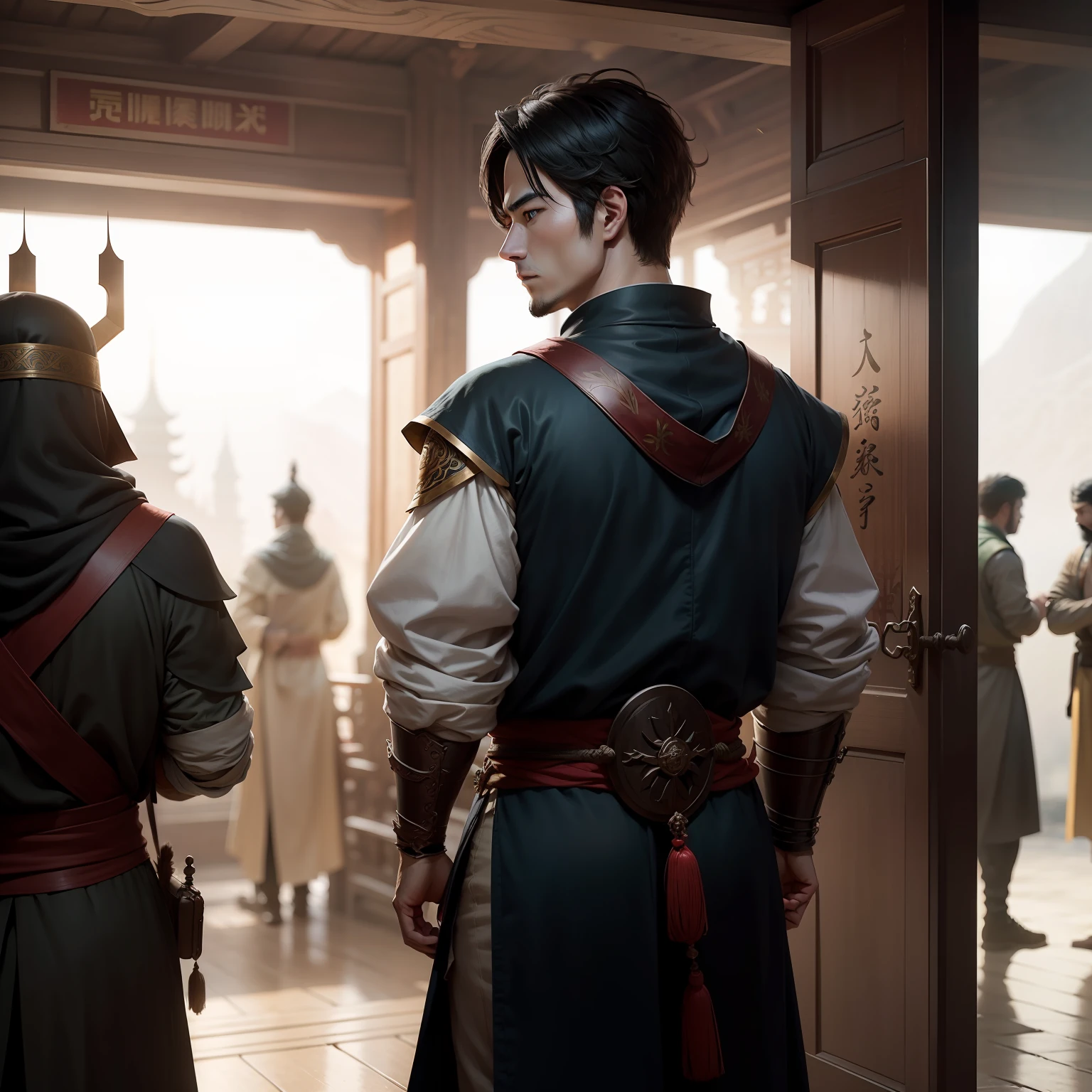 The character's face is blurred,The face is not visible,Full of mystery,Travel to another world,The process of becoming a king,Full of oppression。