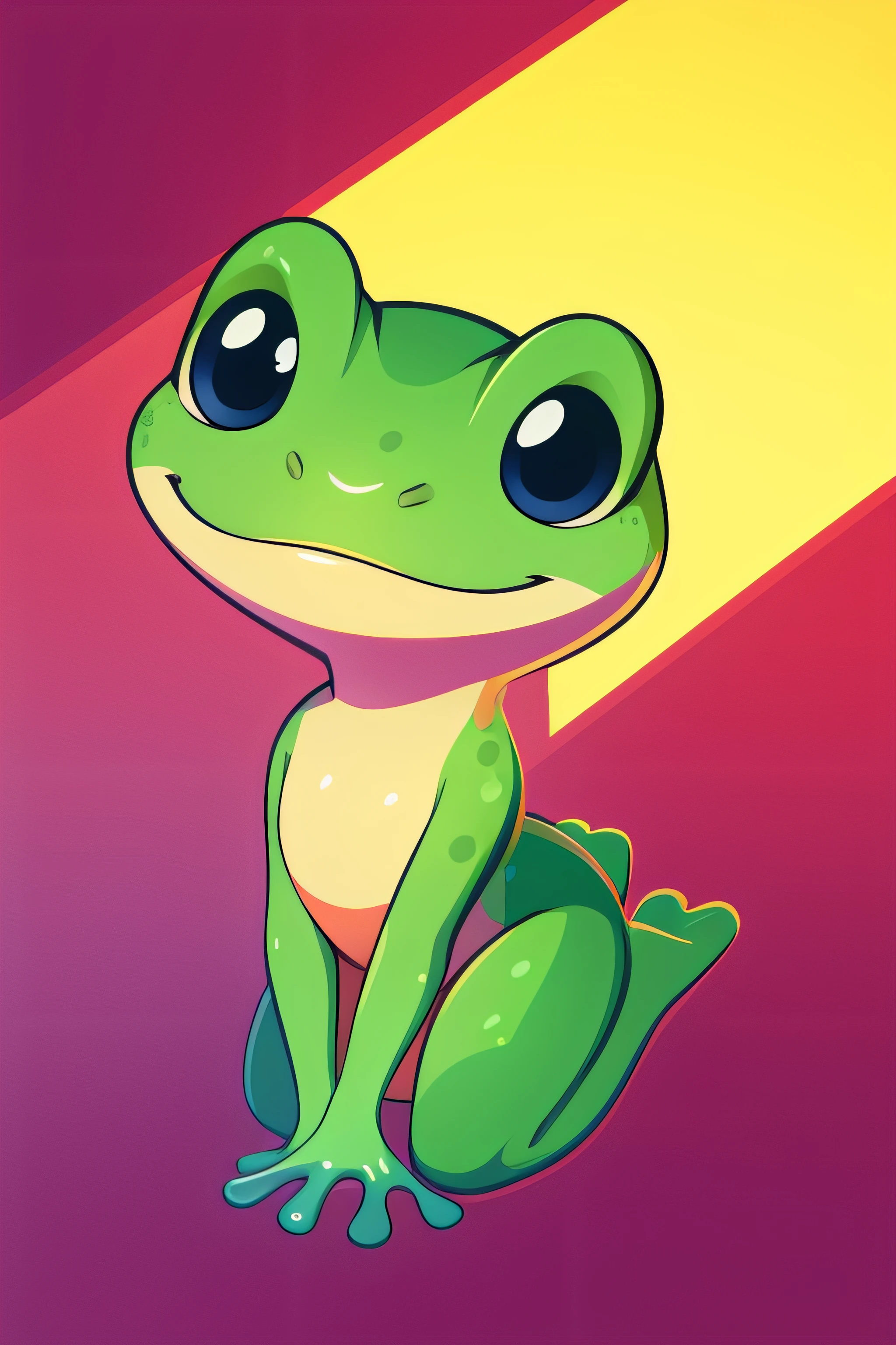 Cute frog，vivd colour，lightand shade contrast，hyper-high detail，4k，flatillustration