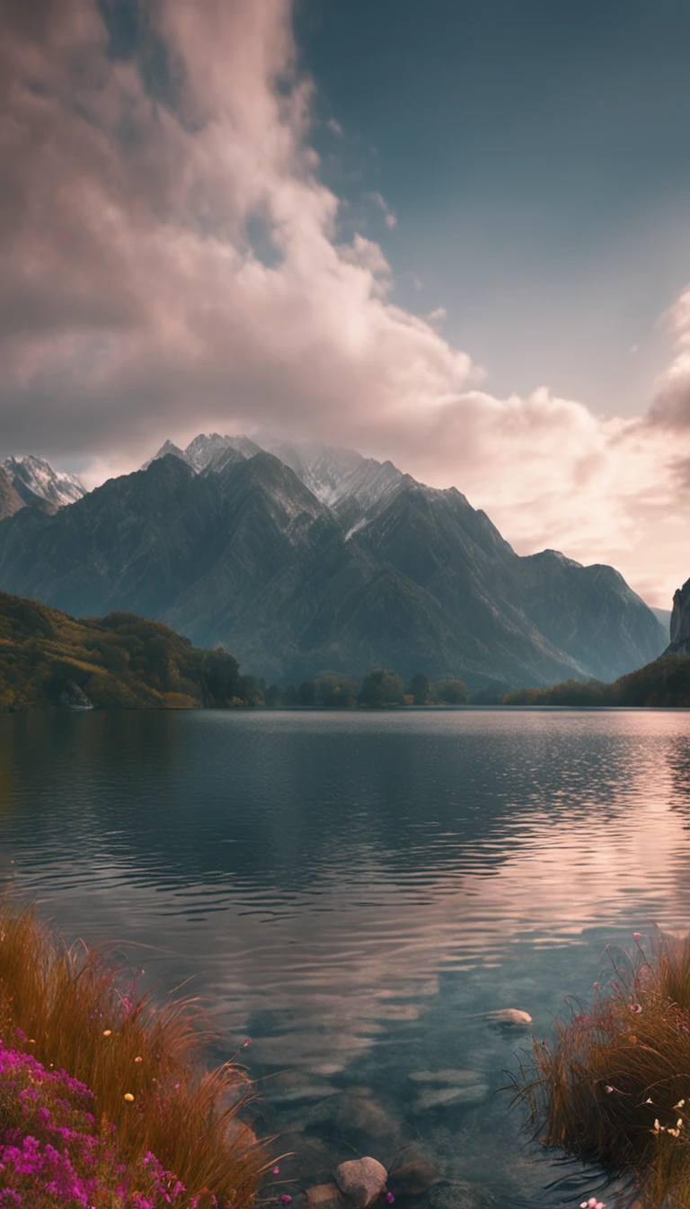 in white clouds fairyland,Calm lake,Ultimate simplicity,Face