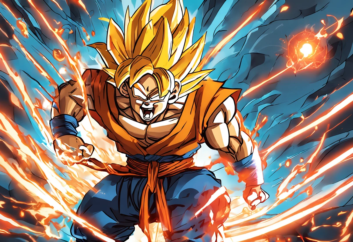 Dragon Ball, Wukong tries to unleash an energy wave on his nemesis