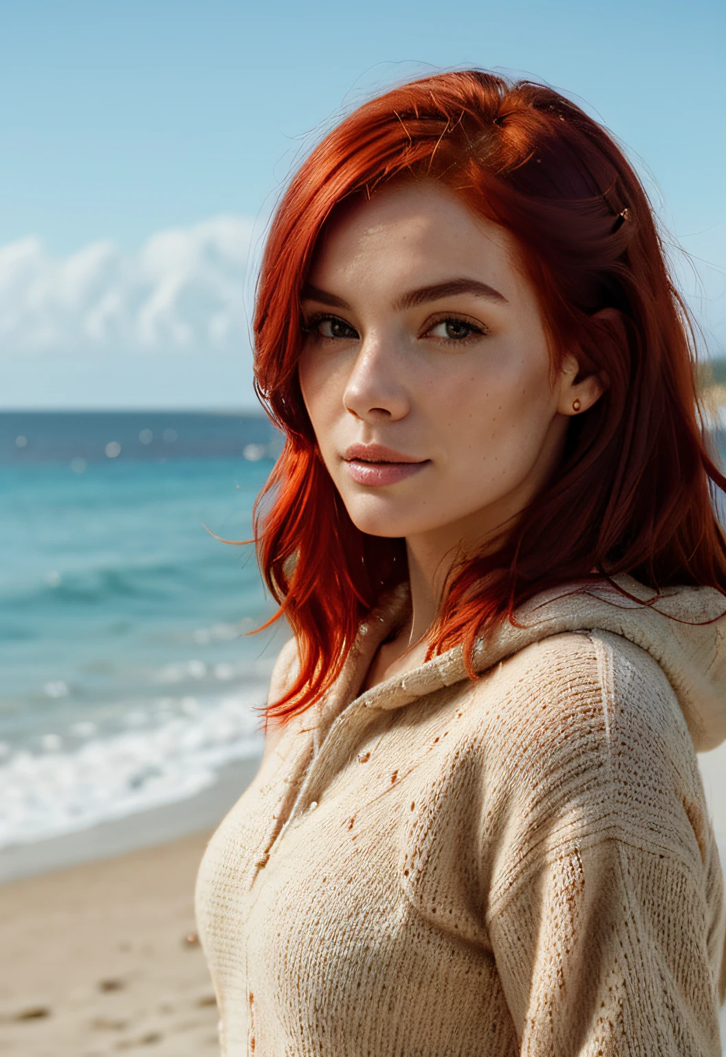 ultra realistic professional full body back camera(((sunrise, 2lady one red hair the second blonde hair cuddling in sea wearing sweater ))) (photo 1028k qhd) by (James C. Christensen:1.2|Jeremy Lipking:1.1), (Dittmann Anna:0.3), (jiner:0.3), (mise au point nette:1.3) lndswgnr,High detail, instagram top model,, beautiful detailed ice baby blue eyes, k eyes,(eye makeup:1.2) sleeping Pose of the Instagram model, perfect button nose, attractive lip shape has an upper-to-lower lip ratio of 1:2, perfect ivory skin confiant, (((anatomycally perfect 25 old ladie hand,finger, nail))),fille en forme Fille maigre et sexy, breast:1.2, anatomie parfaite, Perfect symmetry:1.2, Realstic position, realistic and gorgeous face:1.2, perfect face, highly detailled, confident, ighting cinematic, Lighting scene, soft lights, instagram standing pose (((ice baby blue eyes, Fille maigre et sexy, breast:1.2 perfect charming face, attractive lip and nose,(masterpiece:1.3),(best quality:1.2),(absurdres:1.1), (full body:1.1),2 womans one red hair one blonde hair in sea cuddling, large sweater, no pants, mgk_akane, covered ears,looking at viewer, (highly detailed face and eyes:1.1),standing at the beach, simple background,