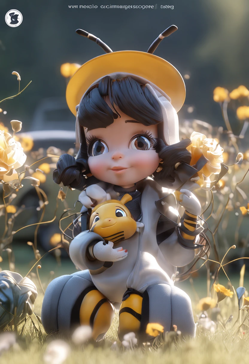 Bee IP，3 d model，3D model rendering，Lively and cute IP，There is styling，Pure background