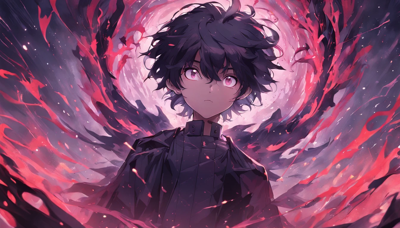 ​masterpiece, top-quality, ​masterpiece, (1 boy), (LLChar), Dark energy, Void, Eyes of the Sky, (Very evil), Dark Magic, dark  forest, Negative energy, Hell, Void, stele, A dark-haired,