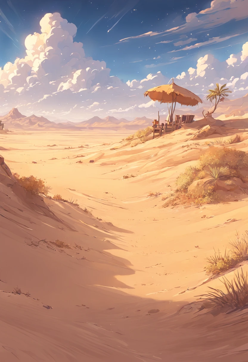 Yellow sand in the sky,The background is a vast desert, Desert oasis,digital landscape art, Detailed scenery —width 672, landscape artwork, environment design illustration, scenery art detailed, Desert oasis landscape, concept-art, 4k highly detailed digital art, 4 k digital painting, 4k digital painting, stunning digital illustration, Desert background, digital painting concept art, Detailed digital painting