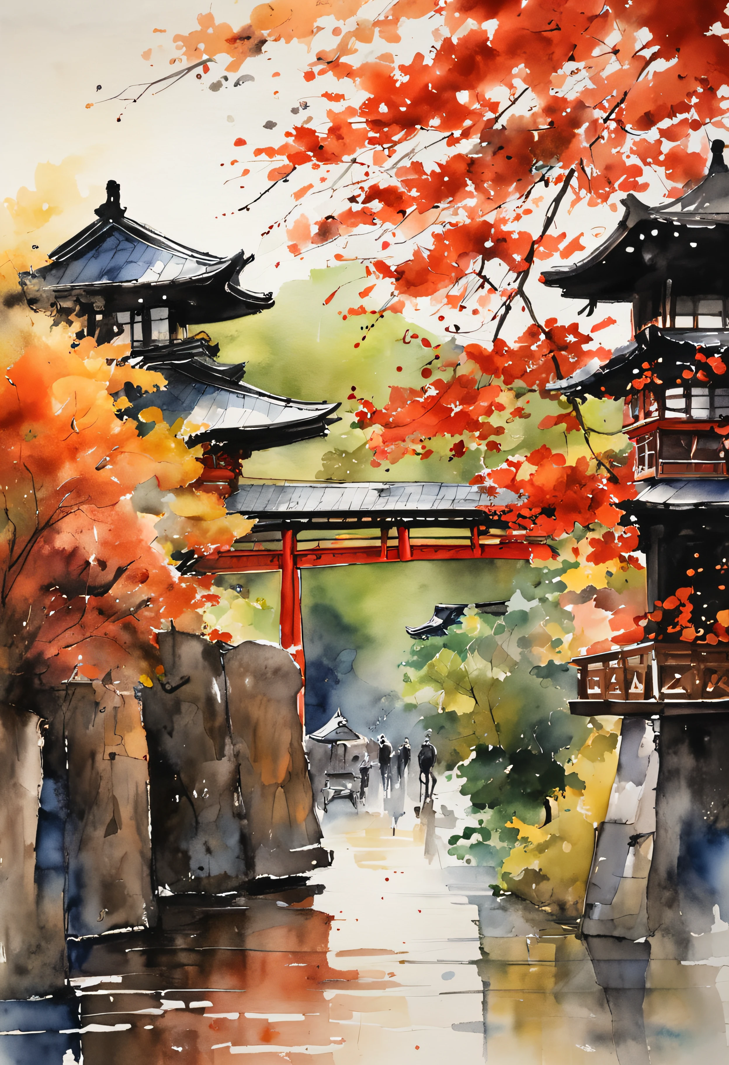 Kyoto in the style of Gerhard Richter