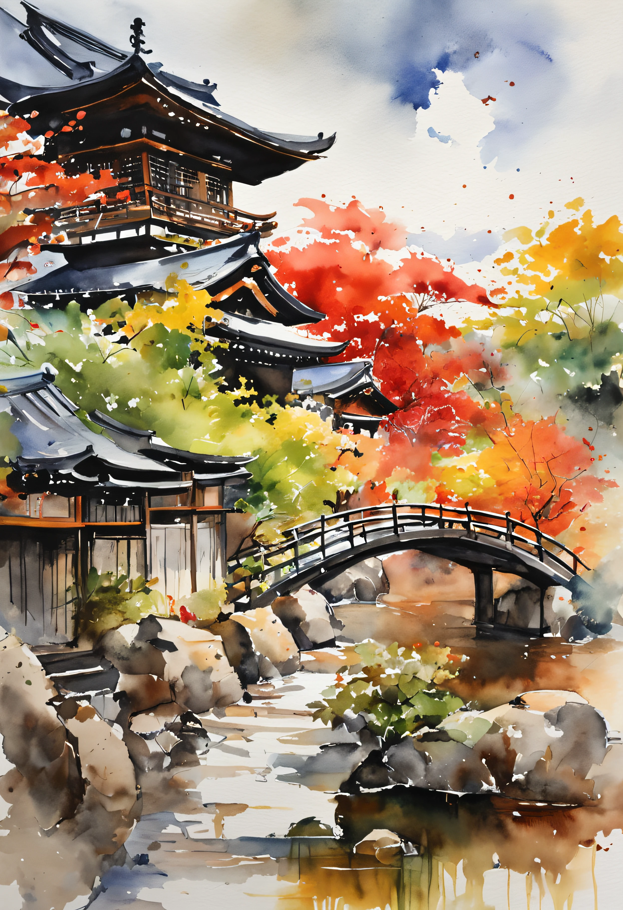 Kyoto in the style of Gerhard Richter