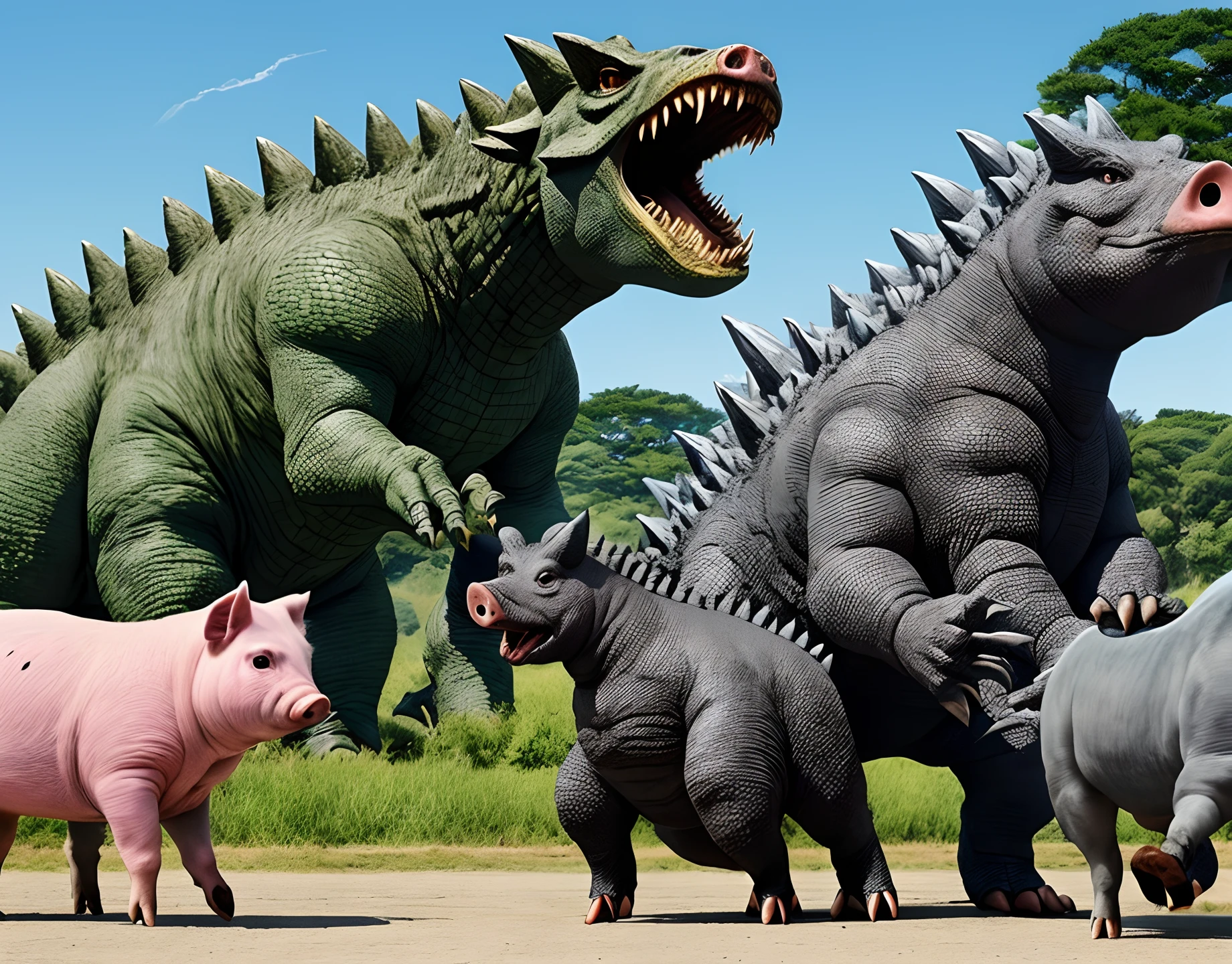 Eight hundred pigs vs. Godzilla