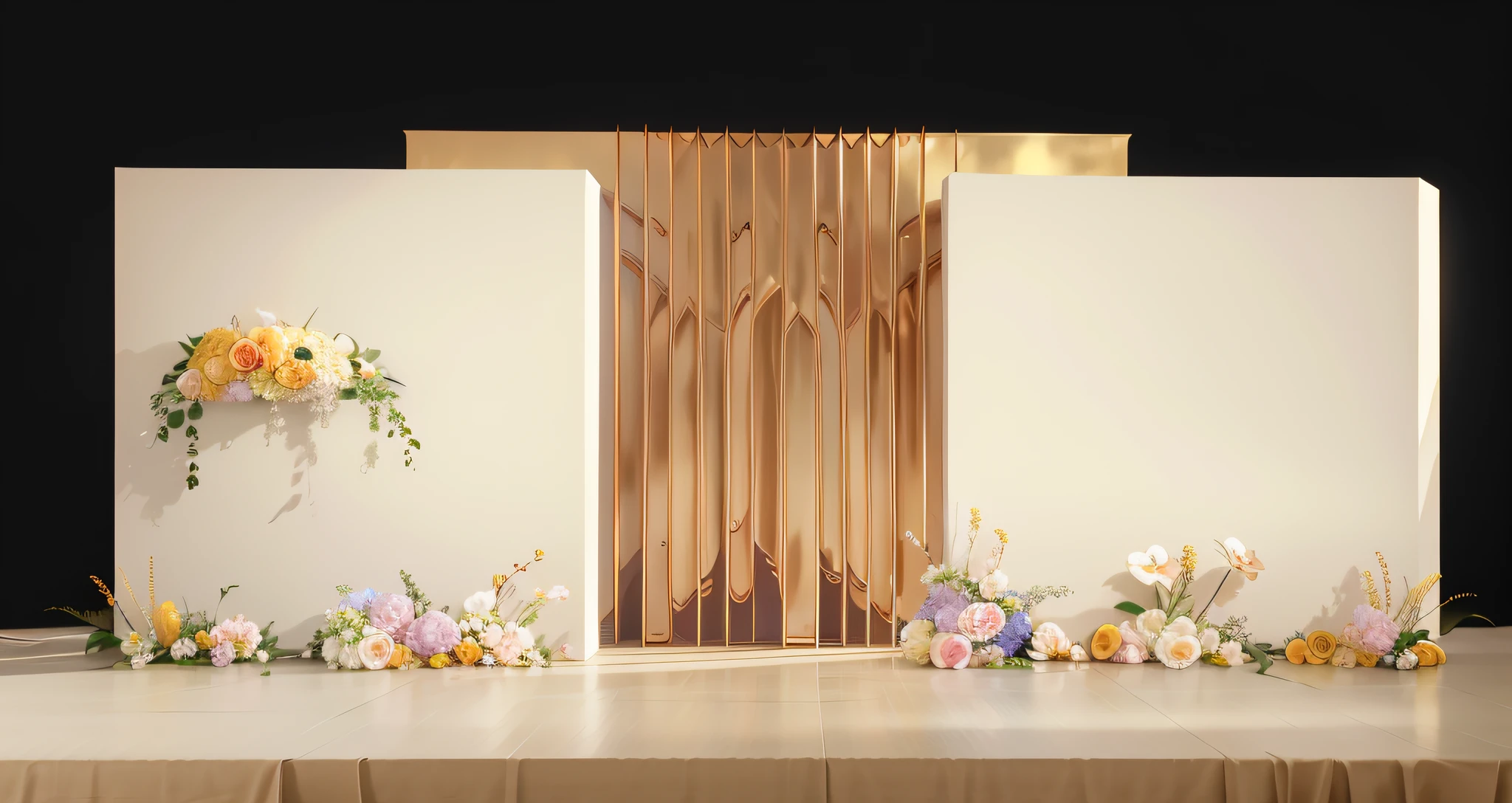 8K level quality，Ultra-clear，Golden，opulent，lamp lights，Wedding renderings，Interior design，3Drenderingof，hyper HD，Lots of small flowers，exquisite lighting and shadows，Detail portrayal，ultraclear，depth of fields， paying homage，Interior design， Ultra photo realsisim， RAW photogr， Sharp focus， Lots of colorful flowers，Wedding banquet hall，Wedding design，tmasterpiece， 8K， tmasterpiece，Ultra photo realsisim，32K，Very detailed CG unity 8K wallpaper，best qualtiy，exquisite lighting and shadows，Detail portrayal，small flower