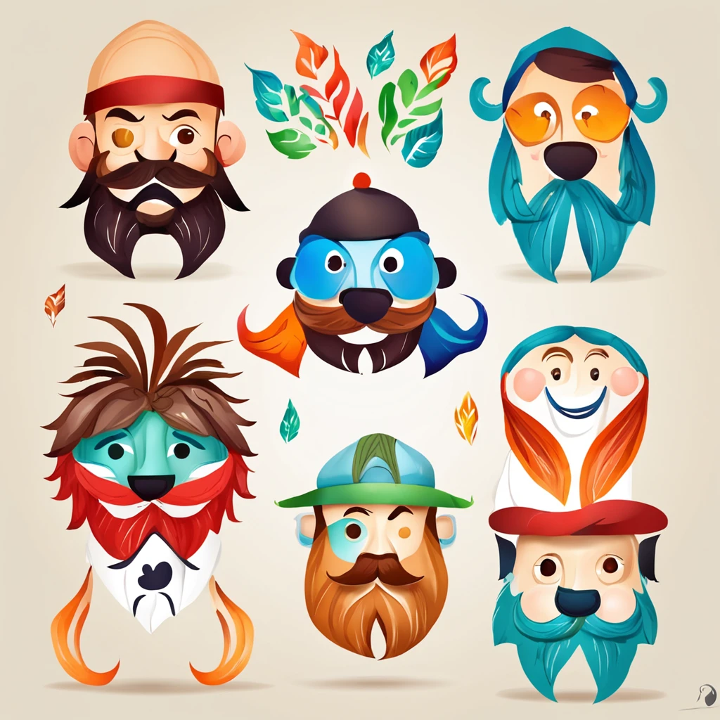 logo design, funny stylish father face, icon for toy brand, crisp lines, flat, graphic,