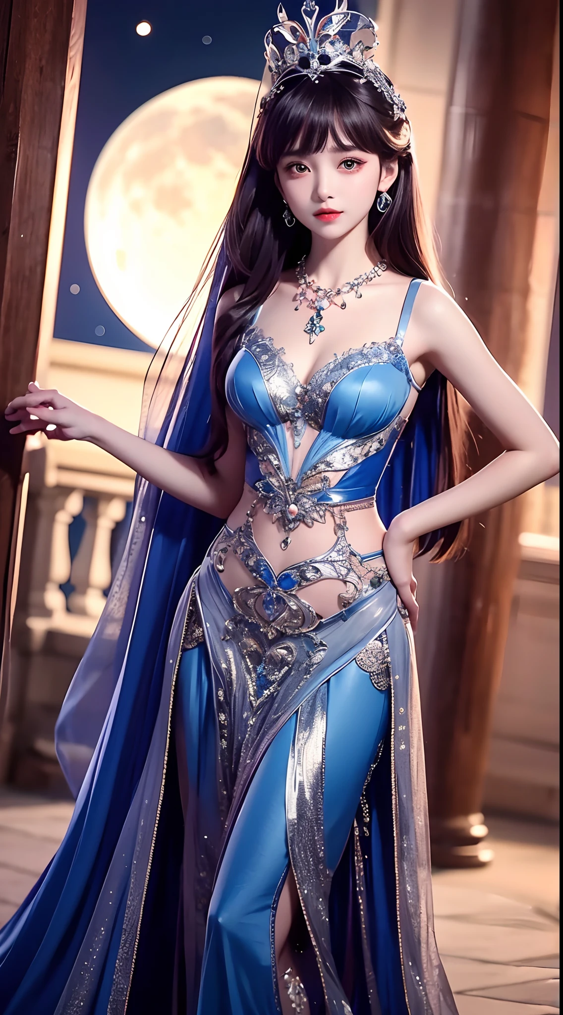 8K ultra hd, masterpiece, best quality, a beautiful girl, long hair, impressive hairstyle, royal hair jewelry, pretty cute face, flawless face, jewellery earrings, antique jewellery, details eyes, beautiful eyes, meticulous makeup, thin eyebrows, beautiful red lips, medium breasts, rainbow mesh socks, thin rainbow silk shirt with many white motifs, white lace shirt, long bangs and a long platinum rainbow ponytail, realistic colors, magic effects, Ancient hanfu background, look directly at the audience, standing, whole body capture,