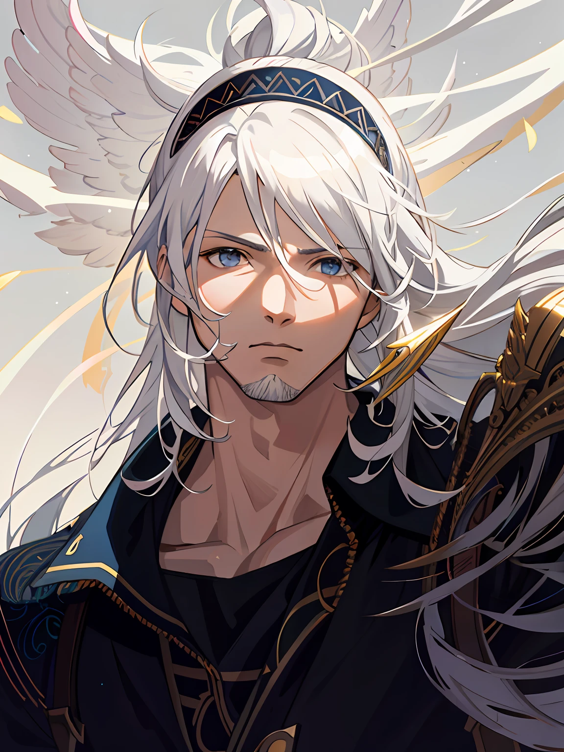 Full potrait of Rugged muscular zeus greek god of lightening, anime version,full long white hair highly intricate detailed, light and shadow effects, intricate, highly detailed, digital painting, art station, concept art, smooth, sharp focus, illustration, advanced digital anime art, atmospheric lighting, detailed face, 8 k, hq, artstation, by makoto shinkai, stanley artgerm lau, wlop, rossdraws ”