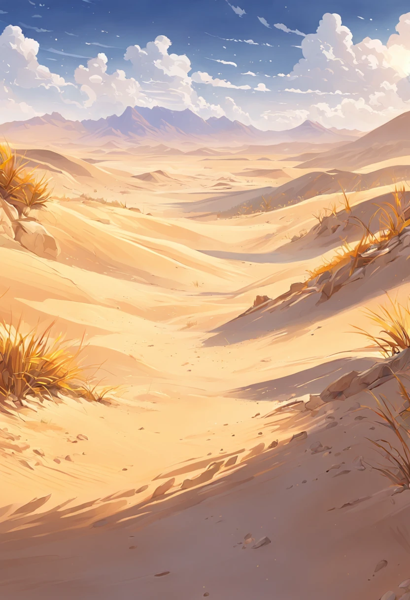 Yellow sand in the sky,The background is a vast desert, Desert oasis,richcolors,digital landscape art, Detailed scenery —width 672, landscape artwork, environment design illustration, scenery art detailed, Desert oasis landscape, concept-art, 4k highly detailed digital art, 4 k digital painting, 4k digital painting, stunning digital illustration, Desert background, digital painting concept art, Detailed digital painting