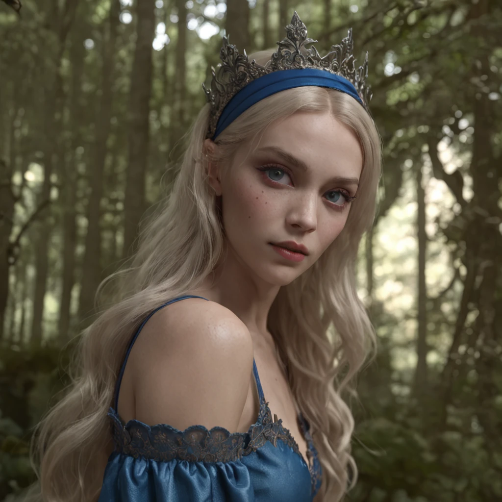 (professional 3d render:1.3) af (Realistic:1.3) most beautiful artwork photo in the world,Features soft and shiny female, ((Epic fantasy Alice in Wonderland, strong powerful female look, long blonde hair, piercing eyes and determined expression in dynamic pose, Fantastic location, Majestic dark spooky forest)), full body 8k unity render, action shot, skin pore, very dark lighting, heavy shading, Detailed, Detailed face, (vibrant, photograph realistic, Realistic, Dramatic, Dark, Sharp focus, 8K), (Blue dress in style of Alice slightly damaged and worn:1.4), ((((blue headband)))), (Intricate:1.4), decadent, (Highly detailed:1.4), Digital painting, rendering by octane, art stations, concept-art, smooth, Sharp focus, illustration, Art germ, (loish:0.23), wlop ilya kuvshinov, and greg rutkowski and alphonse mucha gracias and Tim Burton, (Global illumination, Studio light, volumettic light), heavy rain, particles floating, lotr, fantasy, elf, full bodyesbian, ((Dark and spooky forest background:1.3)),CGSesociety, art stations