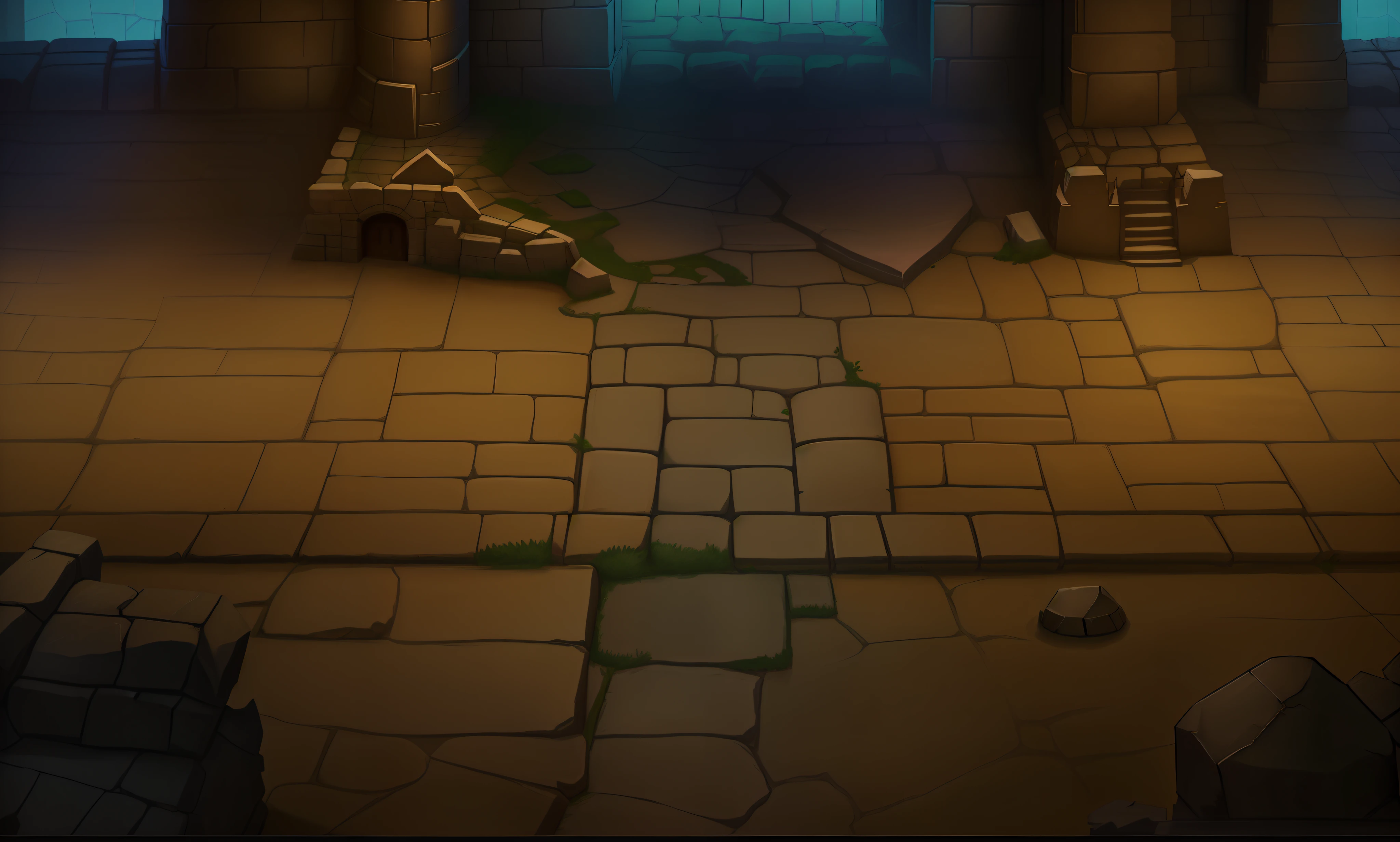 There is a cartoon image of a castle with a stone floor, dungeon background, in a dungeon background, odin's stone arena background, arte de fundo, arena background, ancient ruins background, city ruins background, Medieval Castle Background, interior background art, tavern background, rpg background, shadowy castle background, light kingdom backdrop, 2 D game art background, Castle background