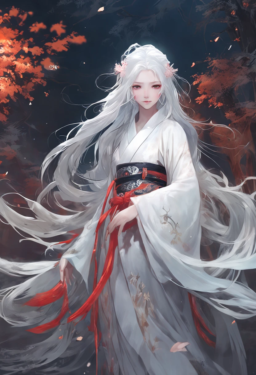 A pixiv competition winner, fantasy art, white-haired god, beautiful character painting, guvez style artwork, dazzling gaze of Yuki Onna, guweiz, long white hair, flowing hair and robes, cute big eyes, illustrations, fine lines, deep color
