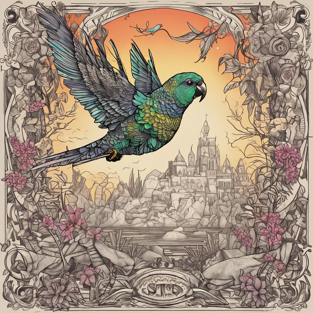 Tattoo drawing,Legend has it that the Golden-winged Parrot