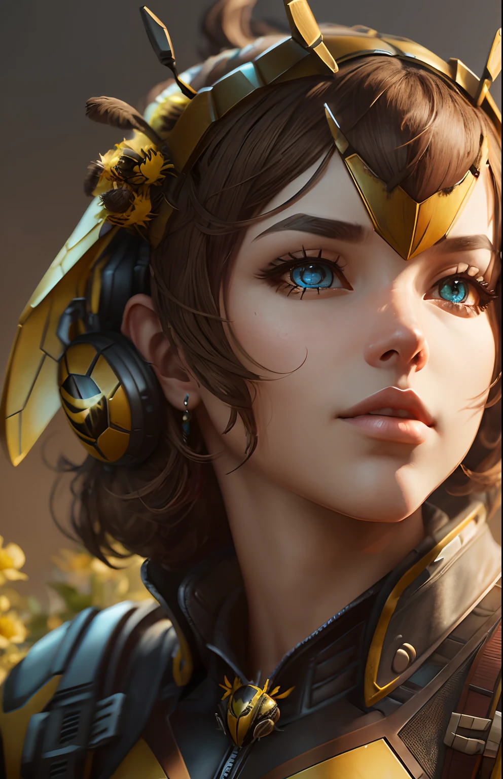 Bumblebee, Seuss style, contemporary, masterpiece, focus, soft brown dynamic background, detailed, rich colors, unreal engine, realistic render, aesthetic, lifelike, intricat --auto --s2
