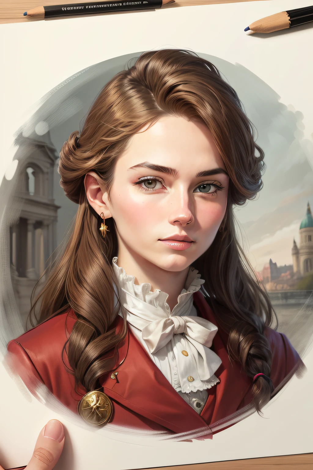 "Draw a portrait of a famous historical figure in a modern style and insert his/her name"