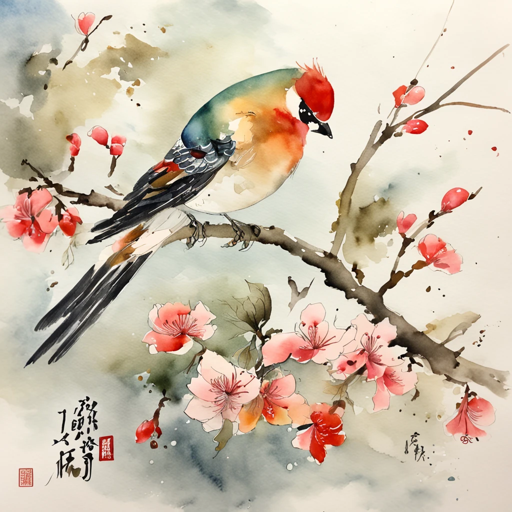 Text design, The Book of Poetry, water ink,Meilanzhuju,Traditional chinese painting,清晰的线条, flat, Graphic
