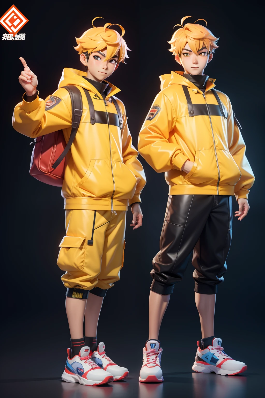 Anime boys, Anime art character concept art, take-out，Meituan takeaway，Takeaway Boy Q version【Finger detailing】【Q version of cartoon】（3D stereoscopic）（The color scheme is dominated by the yellow color of Meituan clothing）（Cute style illustration）Cute comic book style，Anime art concept art, Official illustration[Three-dimensional feeling][Lovely wind][Card ventilation][真实感]