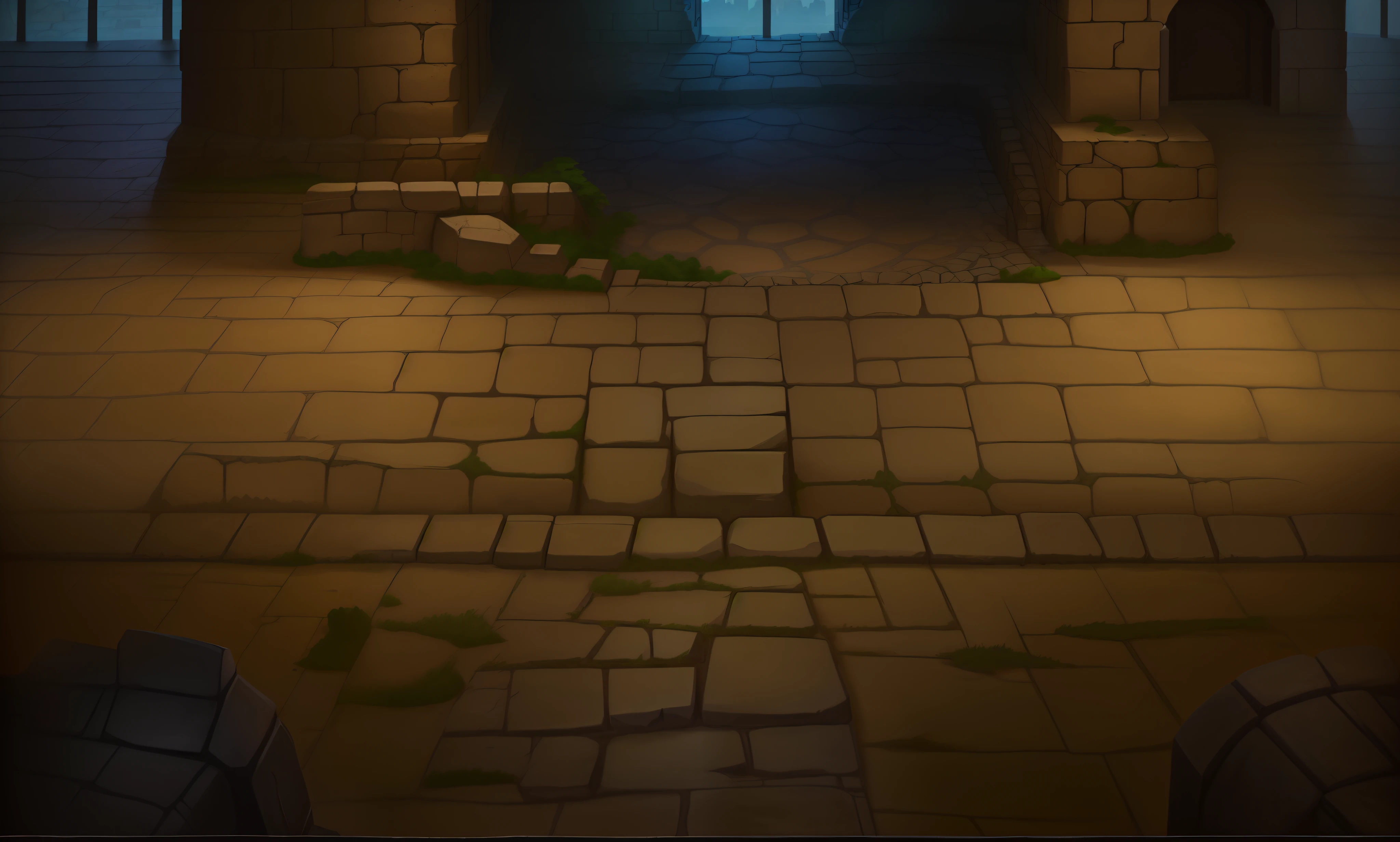 There is a cartoon image of a castle with a stone floor, dungeon background, in a dungeon background, odin's stone arena background, arte de fundo, arena background, ancient ruins background, city ruins background, Medieval Castle Background, interior background art, tavern background, rpg background, shadowy castle background, light kingdom backdrop, 2 D game art background, Castle background