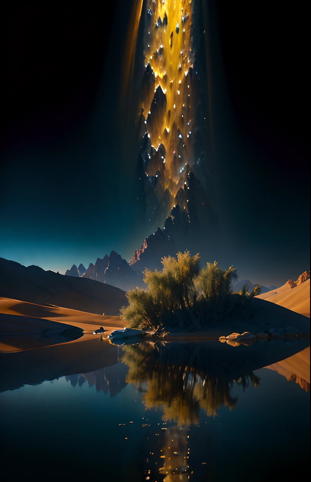 Style-Glass, an award winning photograph, Masterpiece, Highest quality, oasis in the desert,Wild animals drinking water in an oasis,nikon d850 film stock photograph 4 kodak portra 400 camera f1.6 lens rich colors hyper realistic lifelike texture dramatic lighting unrealengine trending on artstation cinestill 800,