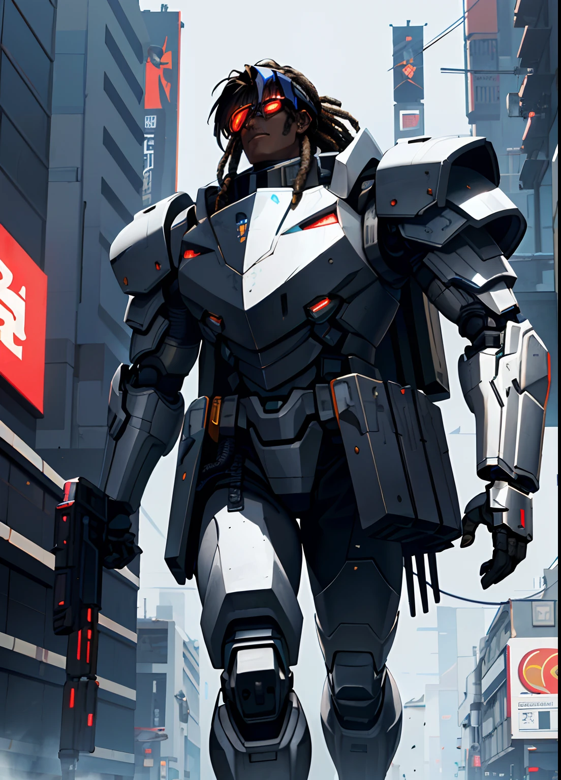 Black little boy in a futuristic sci fi suit, Mozambique flag, futuristic gun, black Afro hair, Mozambique flag, badass pose, realistic, white futuristic suit, cyber punk armor, ultra realistic, realism, white thunder, lightning bolts, Mozambique