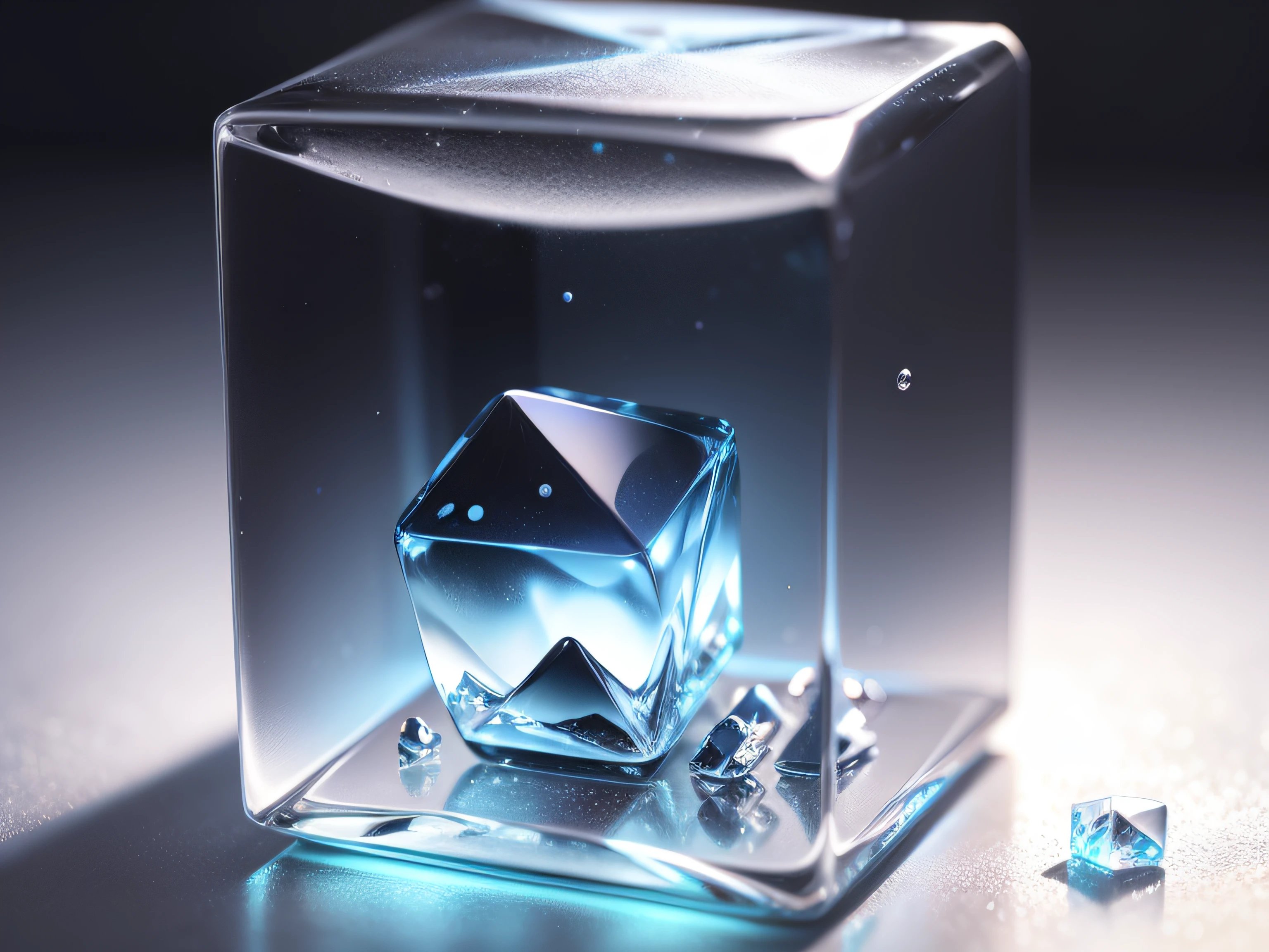 Cube-shaped ice、No humans、kirakira、depth of fields、(blurry backround))、 masterpiece、top-quality、The ultra-detailliert