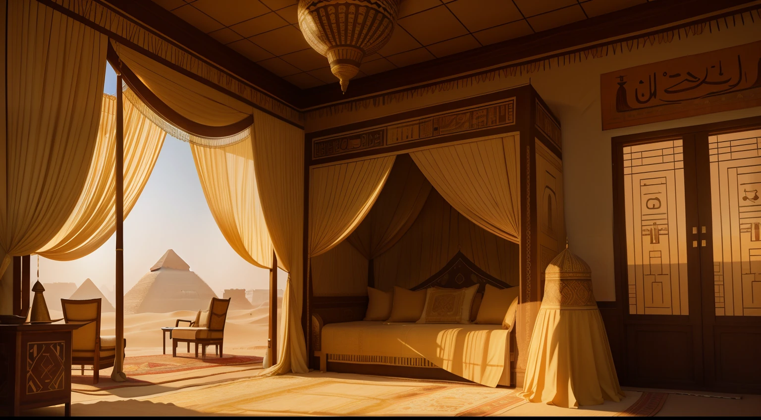 Date: 1921
Location: Cairo, Egypt
Description: Inside a lavishly decorated tent in the desert, an explorer gazes at a mysterious artifact, illuminated by the golden sunlight filtering through embroidered curtains.