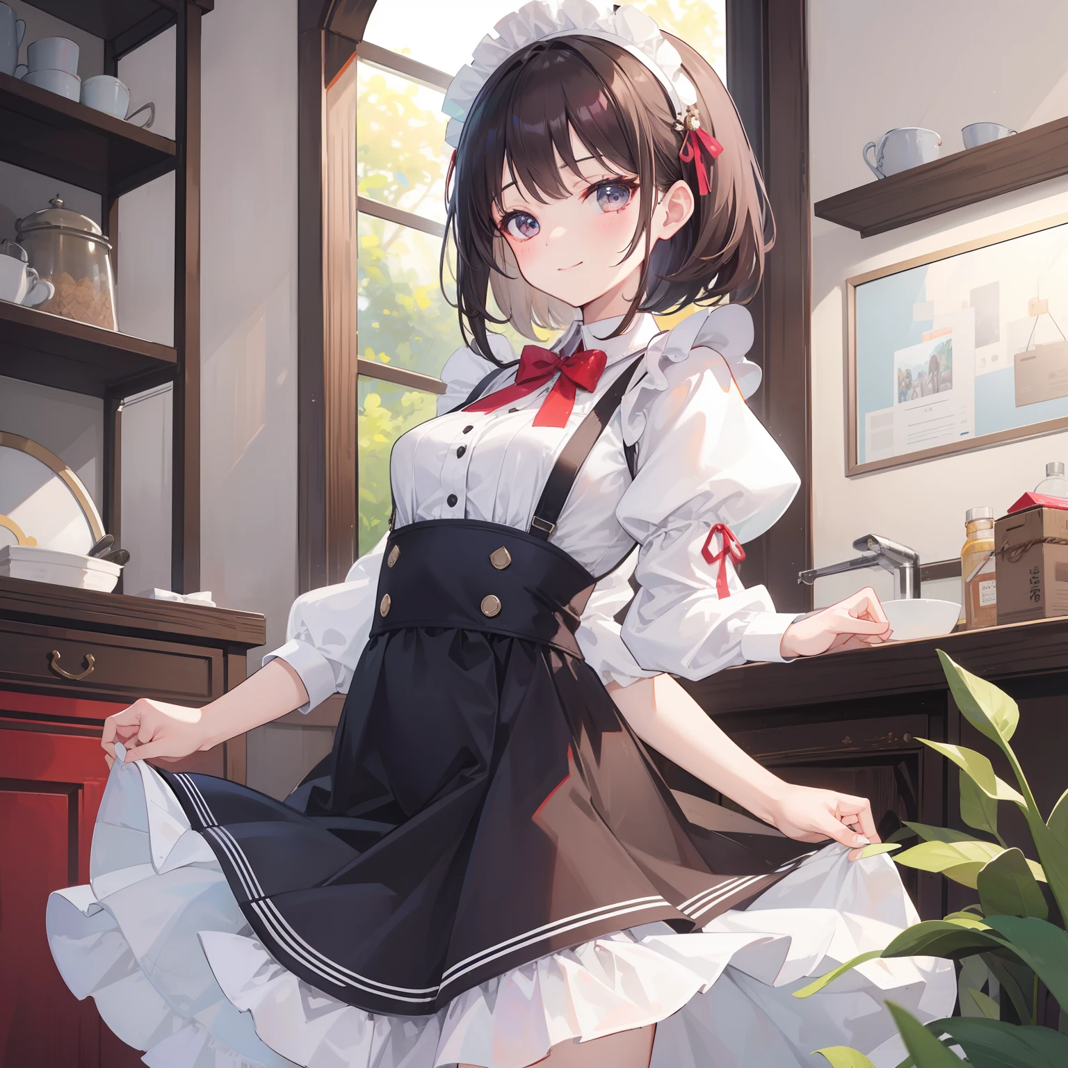 High resolution，超High resolution，8k，alone,One Girl,(Brown Skirt:1.2),(View your audience:1.4),Cowboy Shot,Maid Apron，(coffee shopとレストラン:1.2)，(indoor:1.2)，(from the front)，Fisheye Lens:1.3，(10 years old:1.3)，Curvy，orgasm，blush，Sweat，Black Hair，Cafe，((in house:1.5))、Light brown eyes、Long Hair、(kneeling On the table), (On the table:1.5), (Spread your legs), (Pee in a cup:1.3), Transparent cup, (Embarrassing:1.3), (smile), (vapor:1.4), (Girl trembling with sexual climax:1.3), (coffee shop), window, morning, (crowd:1.3), (masterpiece, Highest quality, High resolution:1.3), Perfect Anatomy，Accurate and detailed female fingers，