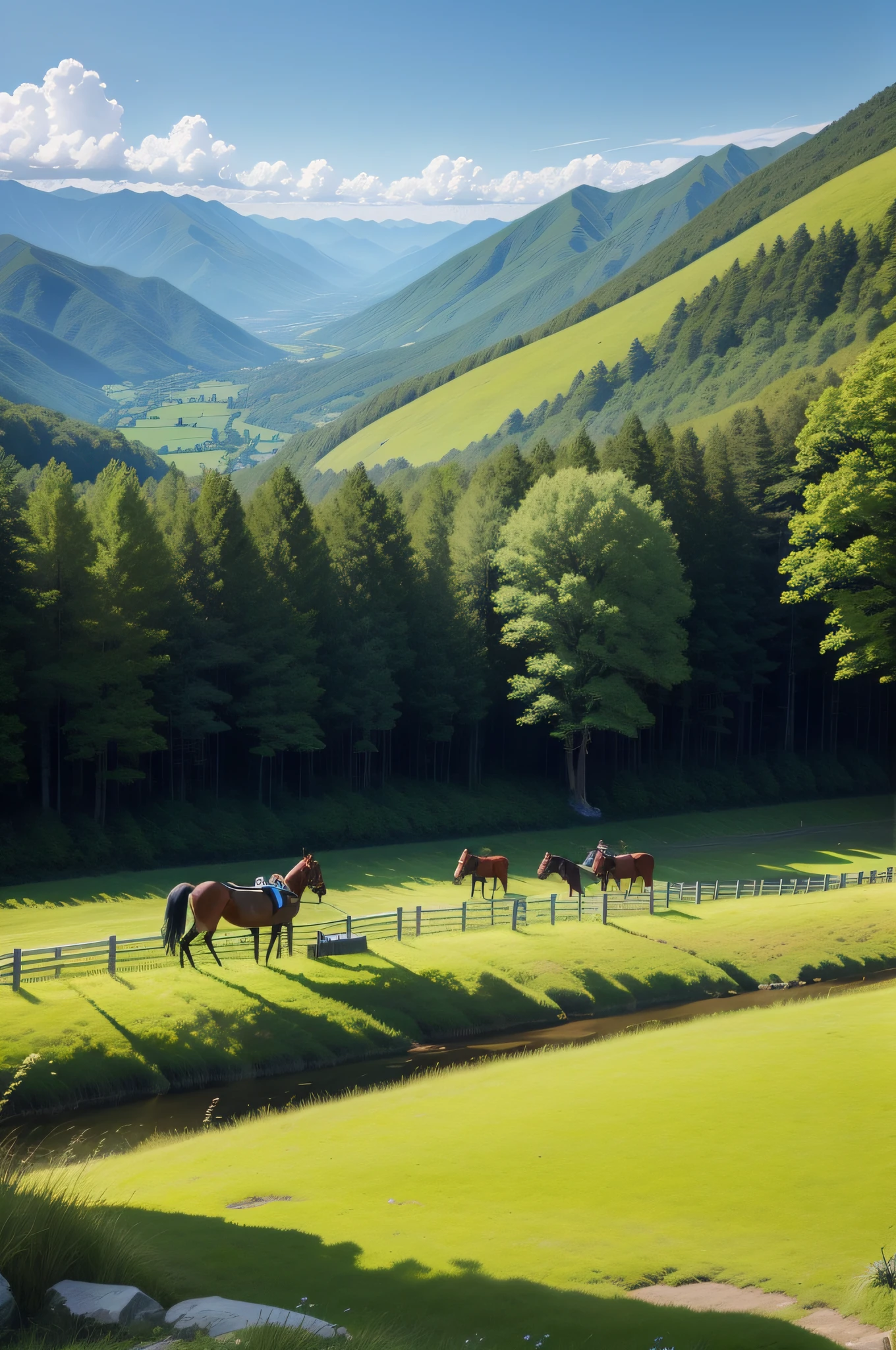 Hakuba、Horseback riders、grass field、