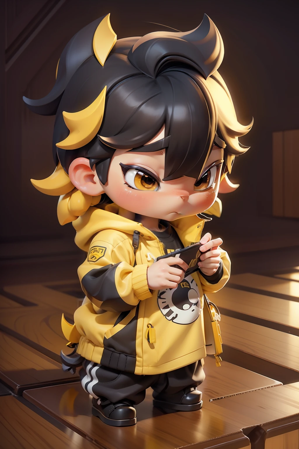 Q version anime boy, take-out，Meituan takeaway，Takeaway boy【Finger detailing】five finger【Q version of cartoon】（3D stereoscopic）（The color scheme is dominated by the yellow color of Meituan clothing）（Cute style illustration）Cute comic book style，Official illustration[Three-dimensional feeling][Lovely wind][Card ventilation][真实感]