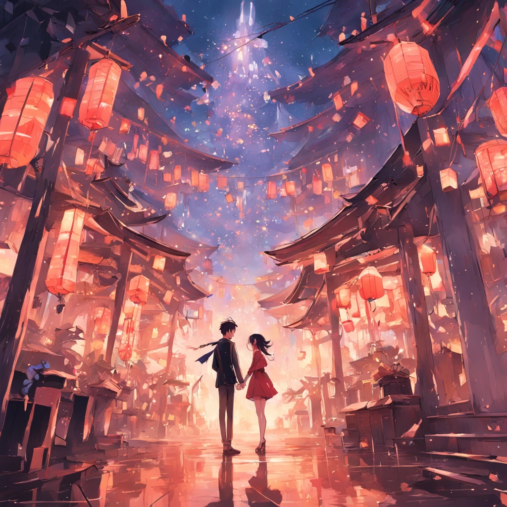 Tanabata，couple, gorgeous digital art, beautiful digital art, Beautiful digital artwork, stunning digital illustration, beautiful gorgeous digital art, Very Beautiful Digital Art, stunning digital art, Exquisite digital illustration, A beautiful artwork illustration, Beautiful digital illustration