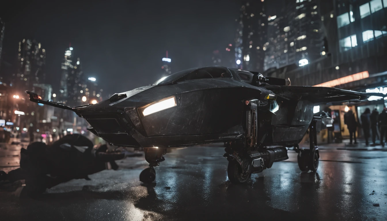 "obra maestra, mejor calidad, Still photography, una ciudad cyberpunk [ciberpunk], dos naves enormes volando sobre la ciudad [naves voladoras], es de noche y hay lluvia [noche lluviosa]"
