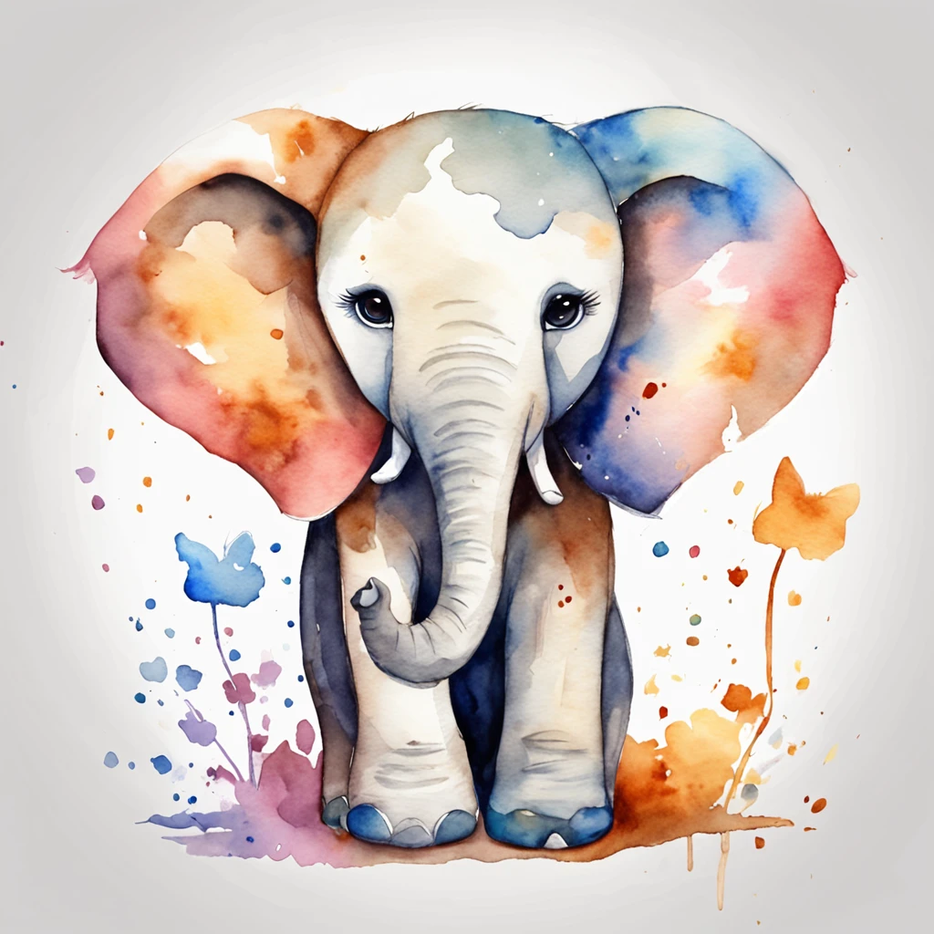 cute elephant, sleeping, animals, cute, kawaii, chibi, simple background