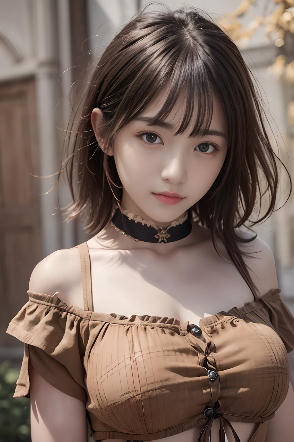 Best quality,masterpiece,ultra high res,(photorealistic:1.4),1girl,shoulder,charming,Looking at the camera,