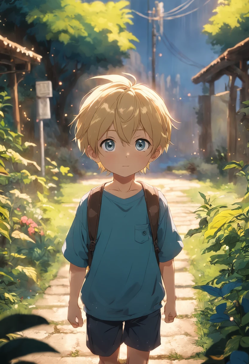 A 6--old nde boy standing in a garden, alta qualidade, Foco claro (mess - house: 0.8), (obra-prima: 1.2) (realista: 1.2) (Bokeh) (melhor qualidade) (pele detalhada: 1.3) (detalhes intrincados) (8k) (Detalhe Olho) (foco nítido), (assustado) (various poses) Desenho