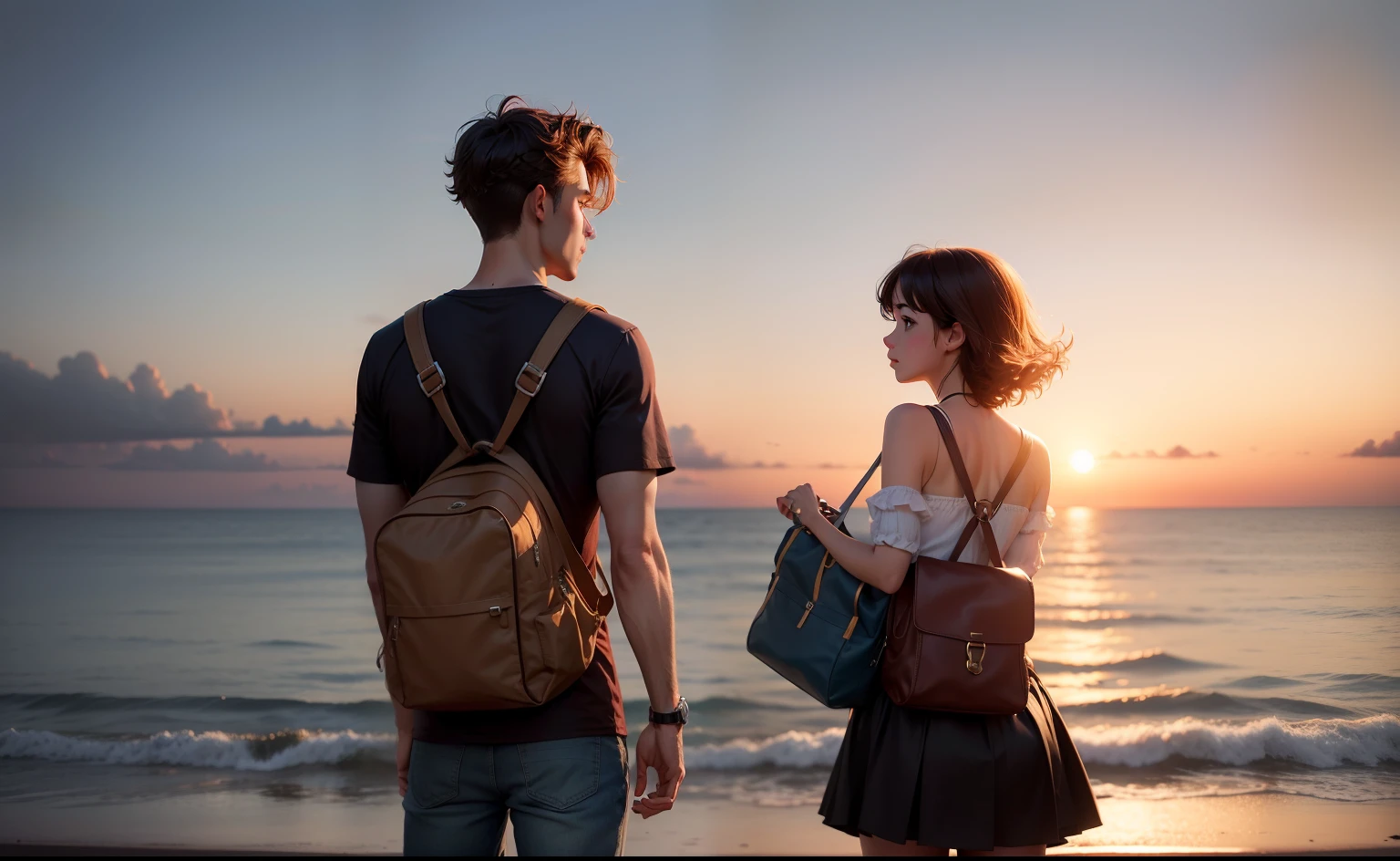 sunset Baground A lovers ABoy and garl