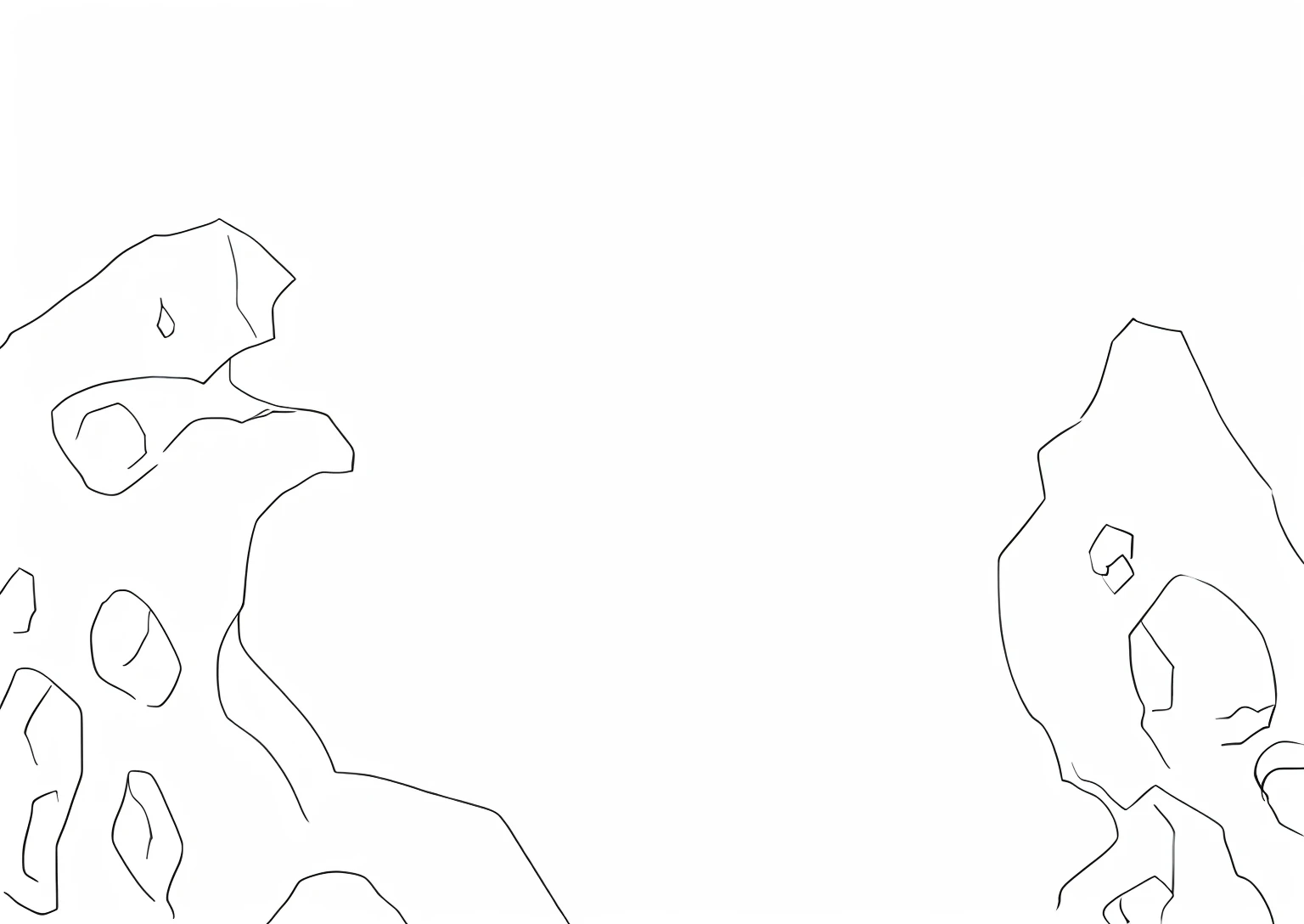 Rockery,There are pictures of rockeries, Line - Art, Line art, Simple lines of art, drawn with a single line, Simple line art, single line drawing,