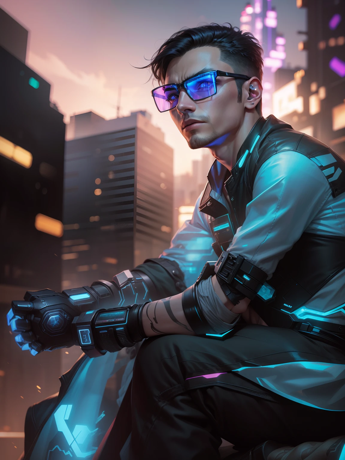 Change background cyberpunk handsome boy. Realistic face. Ultra hd realistic.