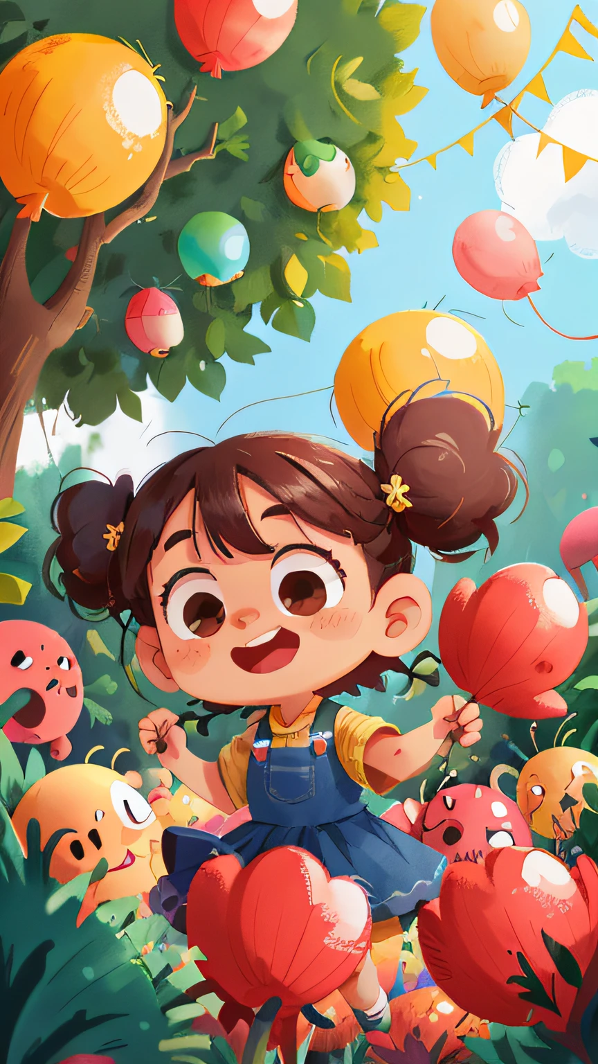 A cute girl，zoo，Many balloons，cheerfulness，Rejoice，Flattened painting style，Perfect quality for commercial illustrations，Clear focus（Clutter - home：0.8）， （tmasterpiece：1.2） （realisticlying：1.2） （Bokeh） （best qualtiy） （detailedskin：1.3） （complexdetails） （8K） （detailedeyes） （Sharp focus）,（having fun），clip