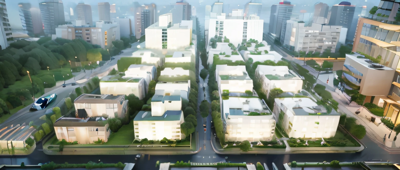 (tmasterpiece),(high qulity), best qualtiy, Realiy, (Realistis), ultra-detailliert, (fulldetail), (4k),8k,A stunningly realistic digital rendering of a modern urban residential are a designed by renowned architectural firms such as SOM and OMA. Due to its location in the north, the facade of the building has obvious characteristics: small Windows, stone, heavy, simple. Urban greening and activity square adds to the overall statistic feel of the scene, while realistic lighting and facade greenery create a sense of vibrancy. The street planting is exquisitely detailed, adding a touch of natural beauty to the urban space. Rendered in high definition quality using 3D rendering software, the image is a breathtaking piece of urban design,