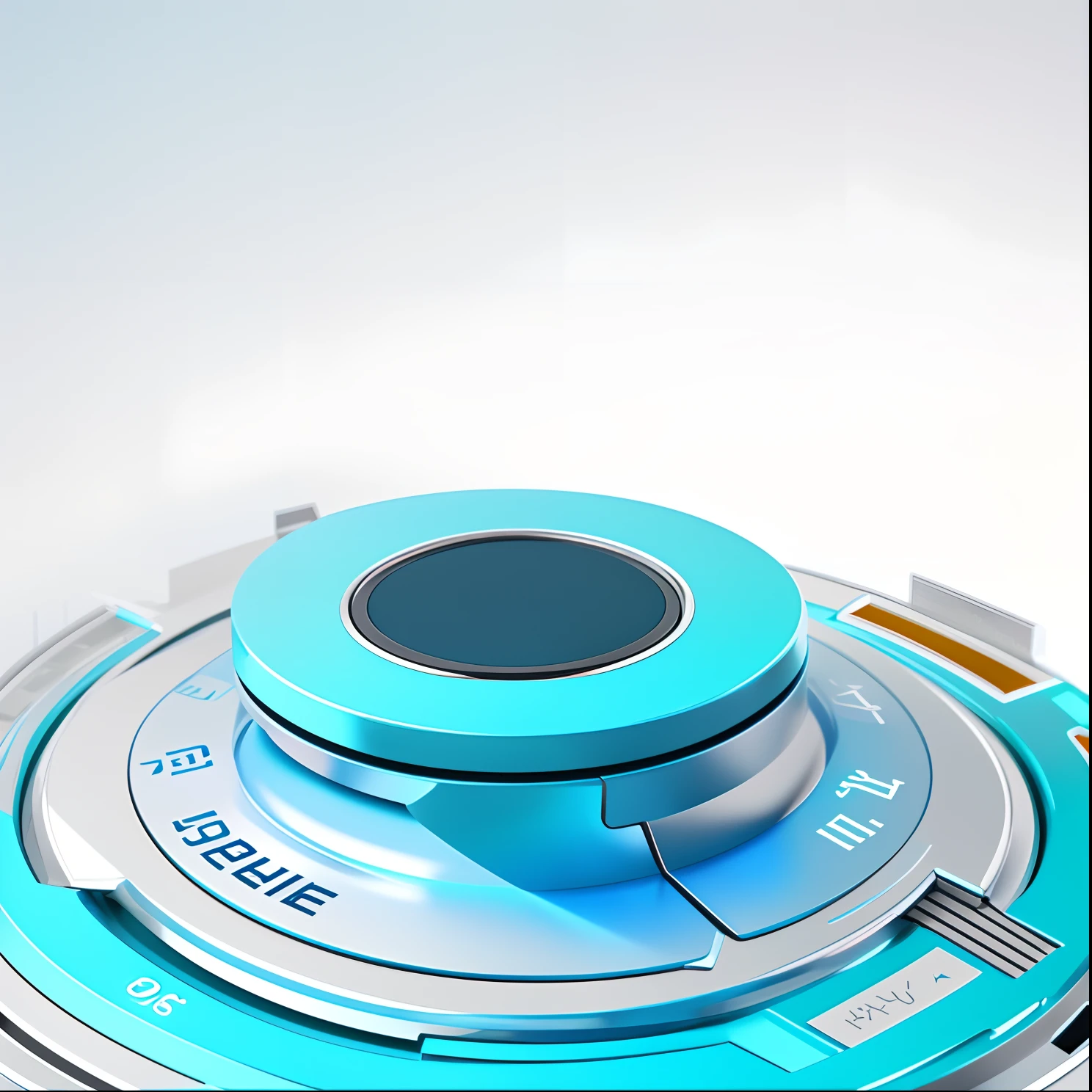 ，Podium，There is a blue and white illustration of a machine with a coin,Tech-savvy podium graphics, Detailed 3D，真实感，8k，Ultra high quality