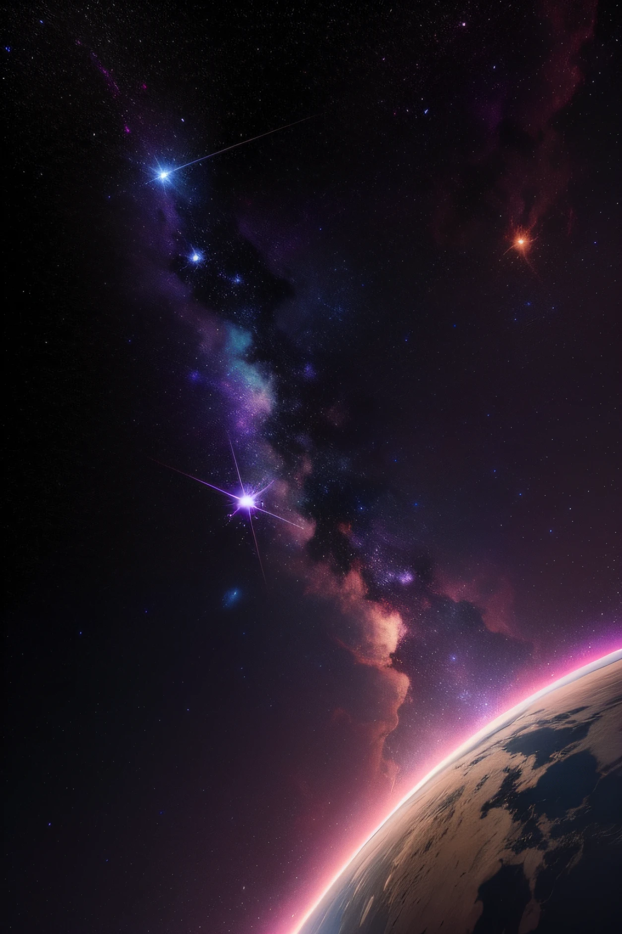 Galactic undertone,There is a white letter with red, blue and purple flames around it,Features a close-up of the Taurus constellation, Cancer constellation, and the constellation Leo