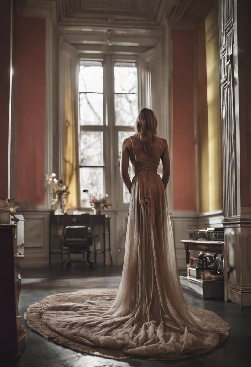 Unobstructed front photo of a beautiful woman wearing nothing