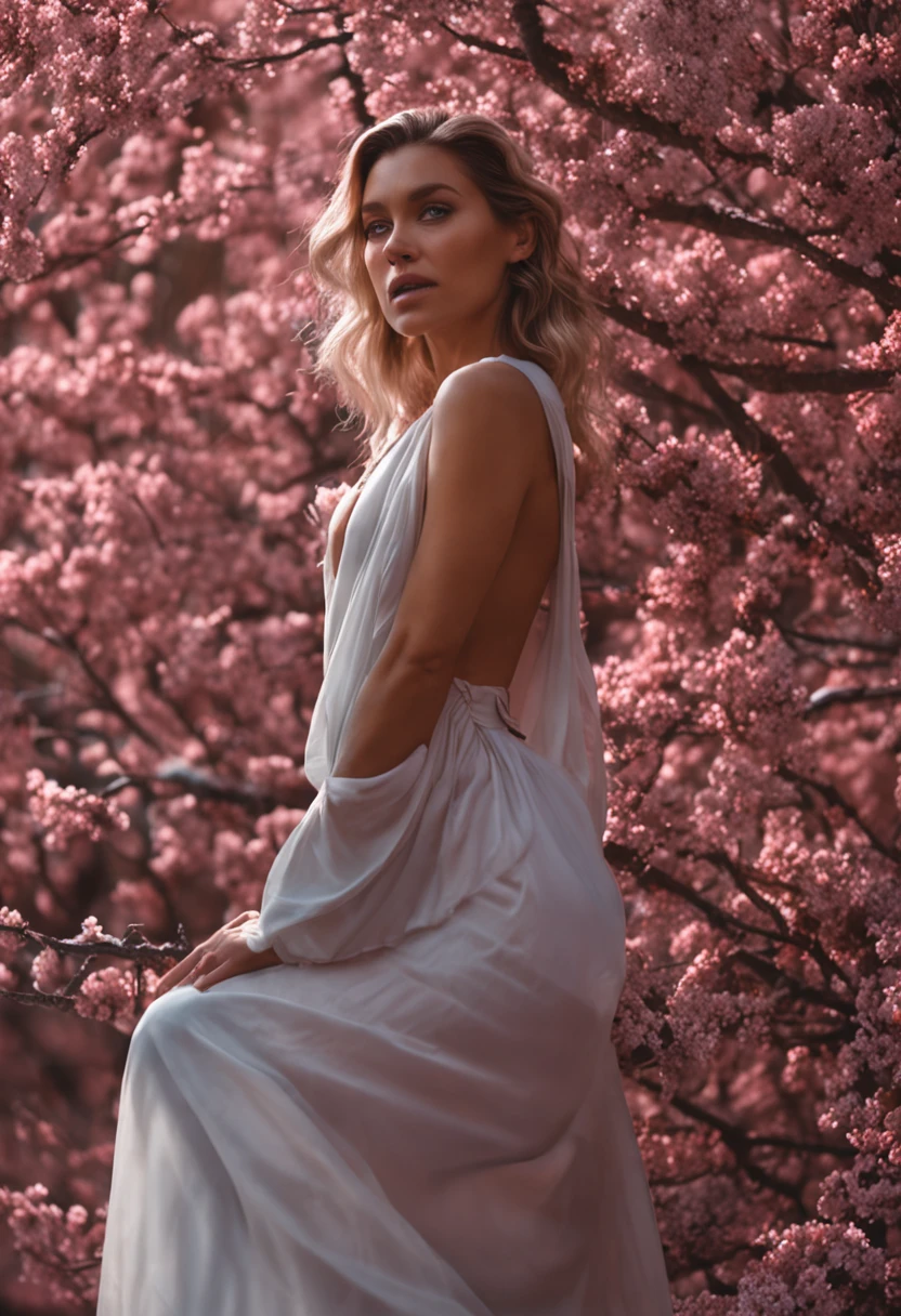 Unobstructed front photo of a beautiful woman wearing nothing
