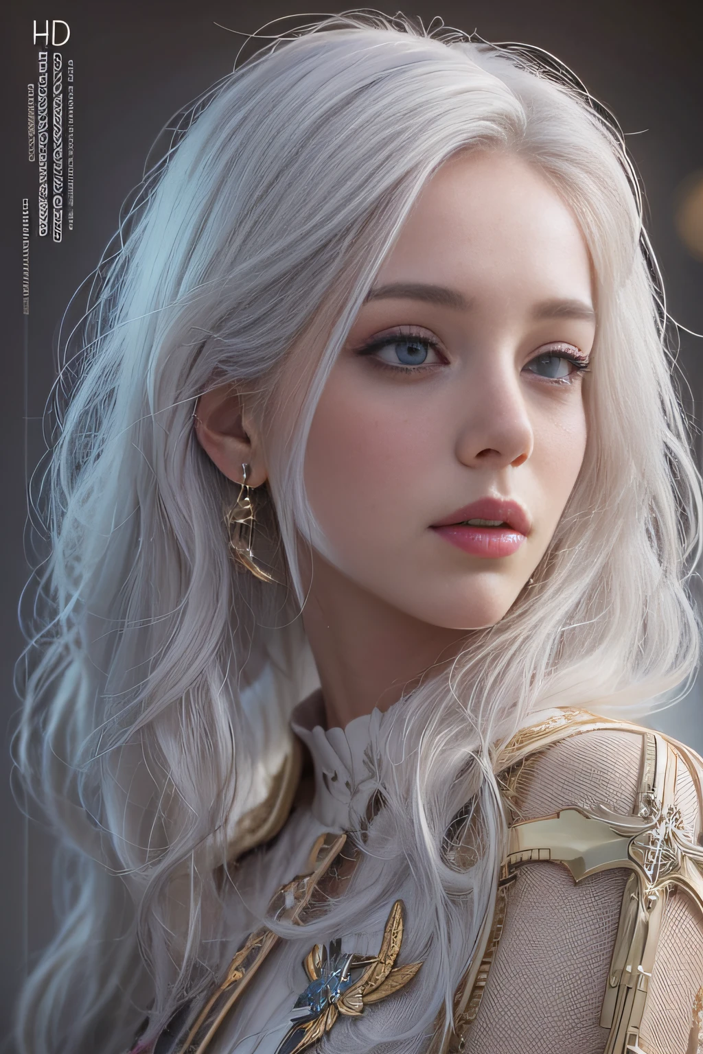 Award-Awarded, Super detail, Anatomically correct, hyper HD, retinas, Masterpiece, Textured skin, ccurate, High details, Best quality, A high resolution, High quality, 8K,Photorealistic, high resolution, Soft lights, 1womanl, Shiny skin, Fine fine skin, Solo, Hips up, view the viewer, (Detailed face), White hair, Long hair, doctor outfit, blouse